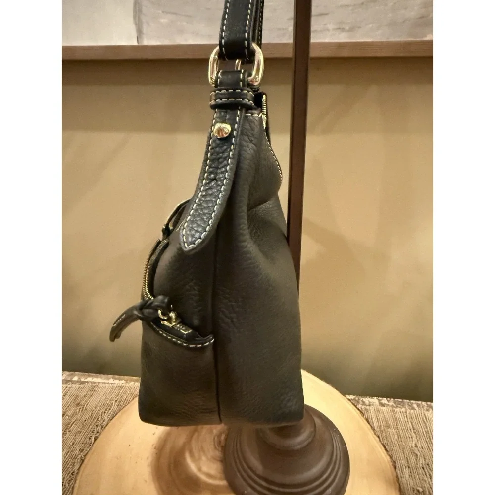 Dooney & Bourke Dillen Double Pocket Black Pebbled Leather‎ Hobo Bag & Wallet